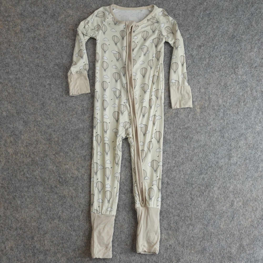 Bamboo Viscose Baby Romper Kids 18-24M Cream Hot Air Balloon One Piece‎ Pajamas
